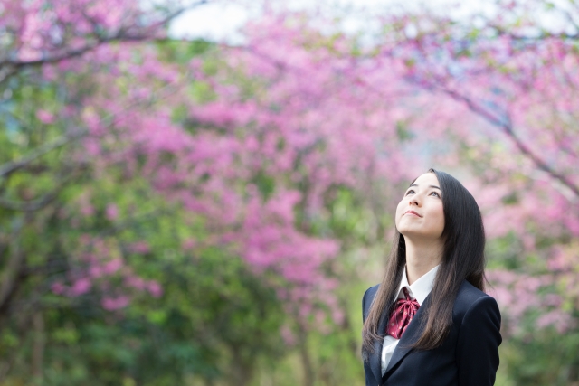 桜と女子学生